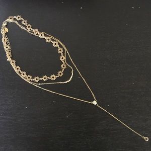 Express Gold 3 Layer Necklace with Crystals